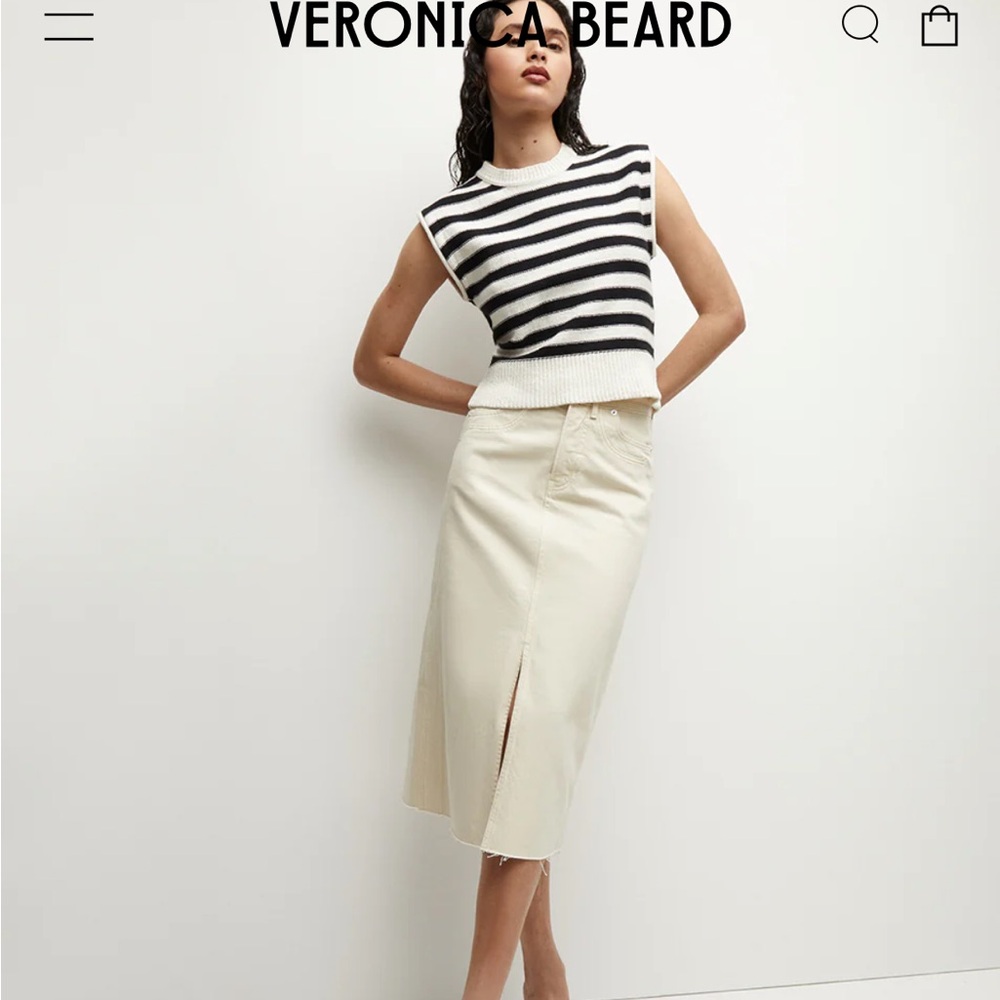 NWT! Veronica Beard Vera Striped Sleeveless Knit sweater tank Top large